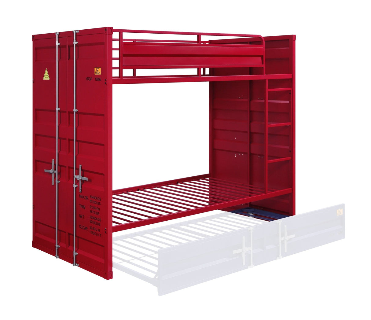 Cargo Twin/Twin Bunk Bed 37910 Red Finish | Acme - 37910 - Home Elegance USA - 5