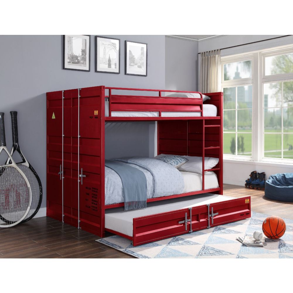 Cargo Full/Full Bunk Bed 37915 Red Finish | Acme - 37915 - Home Elegance USA - 2