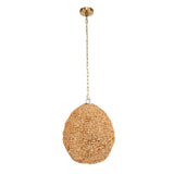 Kauri 1 Light Wooden Bead Pendant Brass / Woodtone - Light Brown by Uttermost - View 5