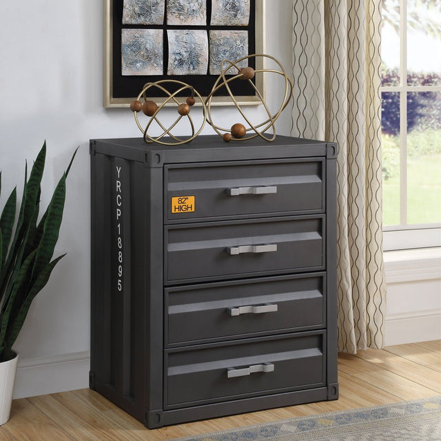 Cargo Chest W/4 Drawers 37956 Gunmetal Finish | Acme | Home Elegance USA