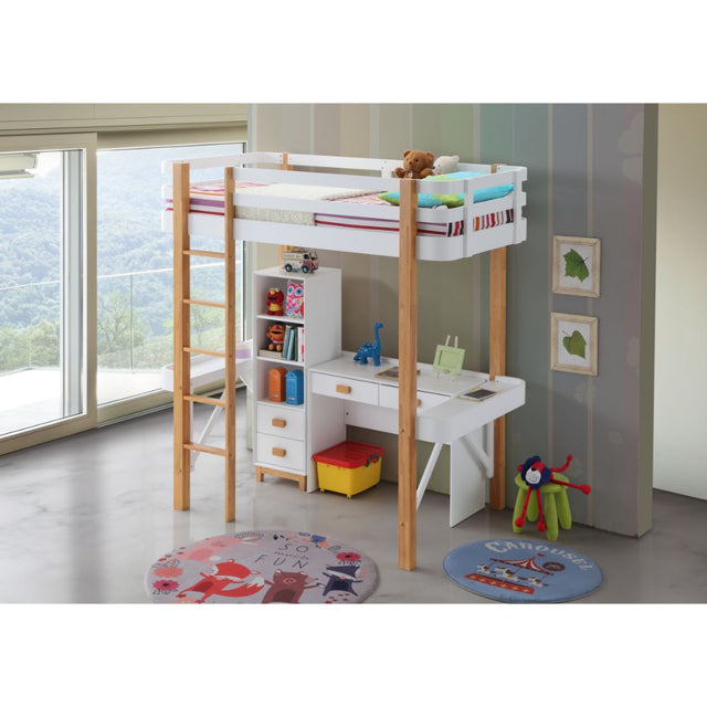 Acme - Rutherford Twin Loft Bed 37970 White & Natural Finish