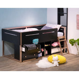 Acme - Prescott Twin Loft Bed 37980 Black & Rose-Gold Finish