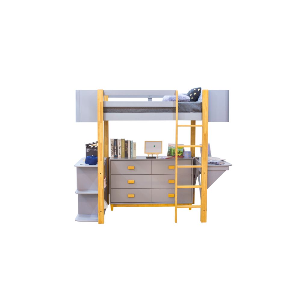 Acme - Saiyan Twin Loft Bed 37990 Gray & Natural Finish