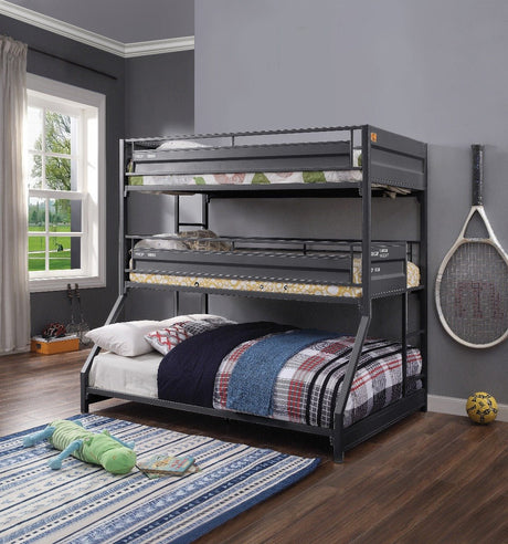 Cargo Twin/Twin/Full Bunk Bed 37995 Gunmetal Finish | Acme | Home Elegance USA