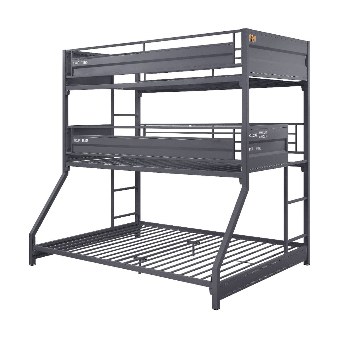 Acme - Cargo Twin/Twin/Full Bunk Bed 37995 Gunmetal Finish