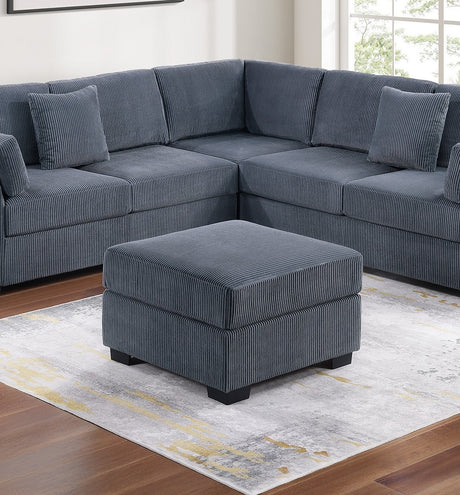 L-Sectional RAF/LAF One Arm-Loveseat Corner Wedge Cocktail Ottoman Dark Gray Corduroy Upholstered Pillows 4pc Sectional Sofa Set - sold by Home Elegance USA