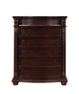 1pc Marble Top Five Drawers Tall Chest Intricate Moldings Beautifully Curved Silhouette Brown Dark Cherry Finish Bedroom Solid Wood Furniture