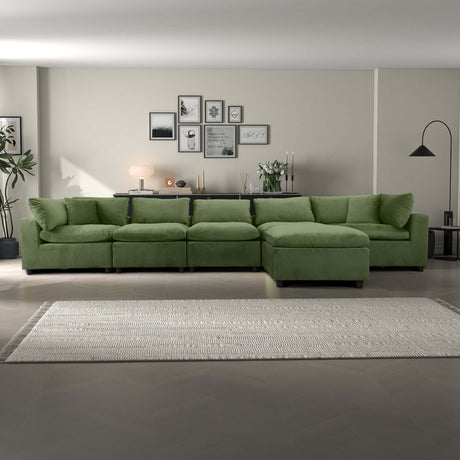 Hayward Olive Green Velvet Modular Sectional Sofa with Foam Cushions and Solid Frame - sold by Home Elegance USA