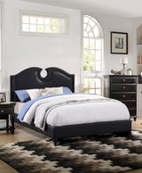 Black Faux Leather Unique Design Headboard 1pc California King Size Bed Bedroom Furniture Nailhead Upholstered Modern Bedframe