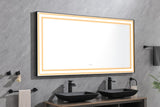 72 in. W x 36 in. H Black Framed LED Single Bathroom Vanity Mirror in Polished Crystal Bathroom Vanity LED Mirror with 3 Color Lights Mirror for Bathroom Wall Smart Lighted Vanity Mirror - W1272122068 - image - 21