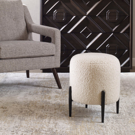 Arles Shearling Ottoman - White / Black by Uttermost - View 2