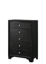 1pc Modern Glam Style Black Finish Glam Five Drawer Chest Pattern Wooden Bedroom Furniture