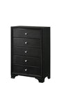 1pc Modern Glam Style Black Finish Glam Five Drawer Chest Pattern Wooden Bedroom Furniture