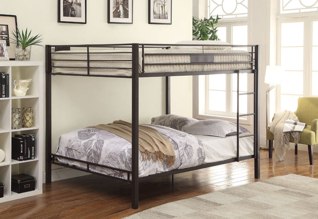 Acme - Limbra Double Queen Bunk Bed 38015 Sandy Black Finish