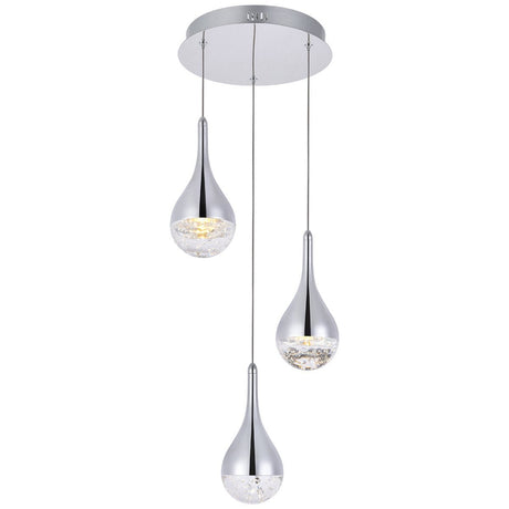 Amherst Led 3 - Light Round Chandelier In Chrome | Elegant Lighting - ELL - 3803D12C - Home Elegance USA - 2