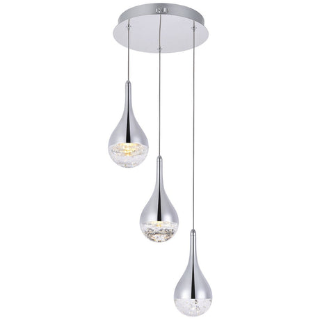 Amherst Led 3 - Light Round Chandelier In Chrome | Elegant Lighting - ELL - 3803D12C - Home Elegance USA - 1