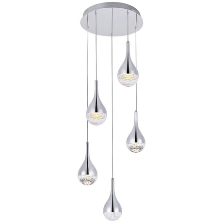 Amherst Led 5 - Light Round Chandelier In Chrome | Elegant Lighting - ELL - 3805D14C - Home Elegance USA - 2