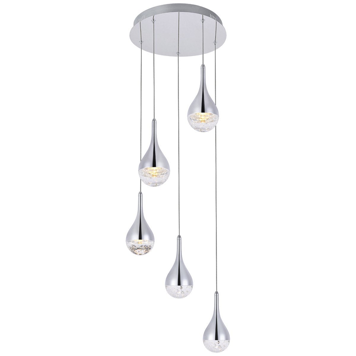 Amherst Led 5 - Light Round Chandelier In Chrome | Elegant Lighting - ELL - 3805D14C - Home Elegance USA - 1