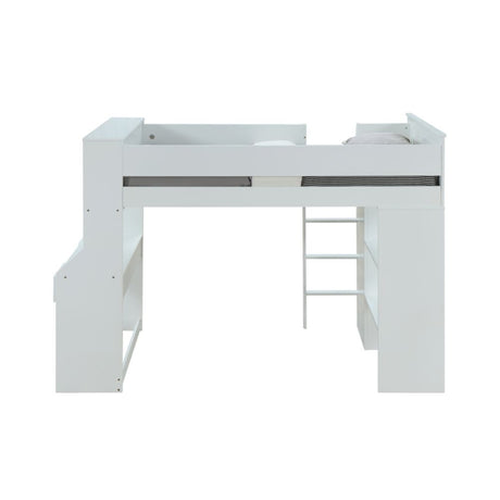 Acme - Ragna Twin Loft Bed W/Desk & Wardrobe 38060 White Finish