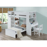 Acme - Ragna Twin Loft Bed W/Desk & Wardrobe 38060 White Finish