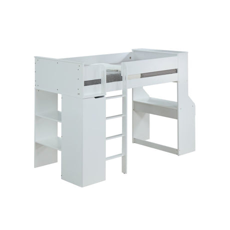 Acme - Ragna Twin Loft Bed W/Desk & Wardrobe 38060 White Finish