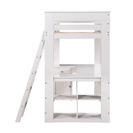 Ambar Twin Loft Bed W/Desk & Bookcase & Chest 38065 Light Gray Finish | Acme - 38065 - Home Elegance USA - 3