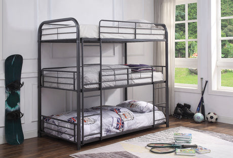 Acme - Cairo Triple Full Bunk Bed 38095 Gunmetal Finish