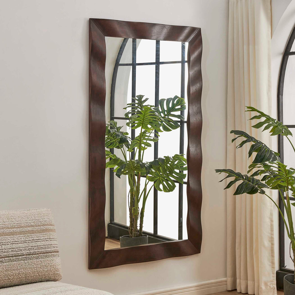 Wrinkle Wavy Wood Mirror Woodtone - Dark Brown by Uttermost - View 3