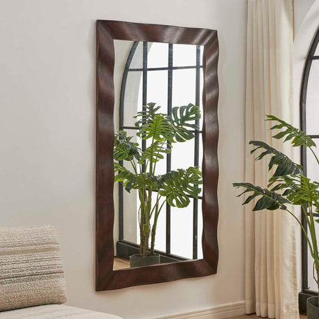Wrinkle Wavy Wood Mirror Woodtone - Dark Brown by Uttermost - View 3