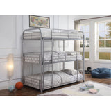 Cairo Triple Twin Bunk Bed 38100 Silver Finish | Acme - 38100 - Home Elegance USA - 1