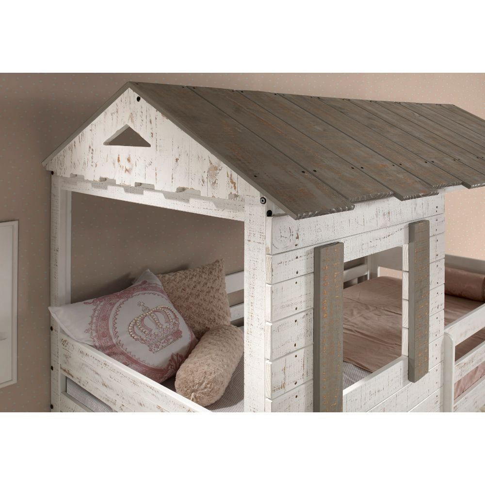 Darlene Twin/Twin Bunk Bed 38135 Rustic White Finish | Acme - 38135 - Home Elegance USA - 3