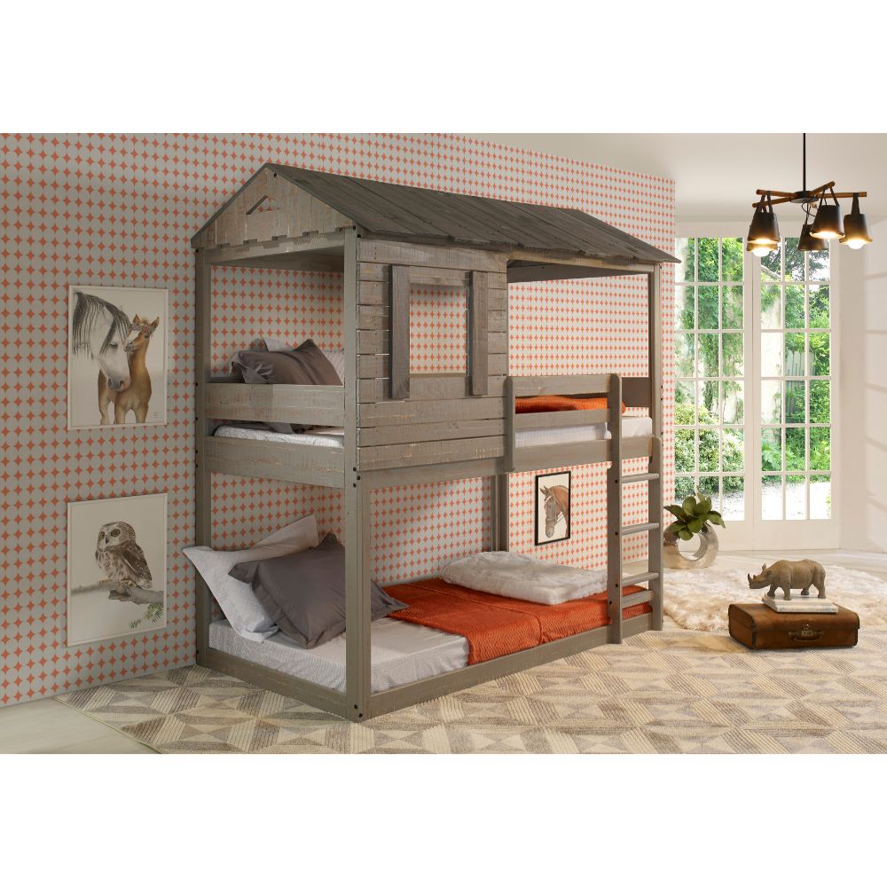 Darlene Twin/Twin Bunk Bed 38140 Rustic Gray Finish | Acme - 38140 - Home Elegance USA - 1