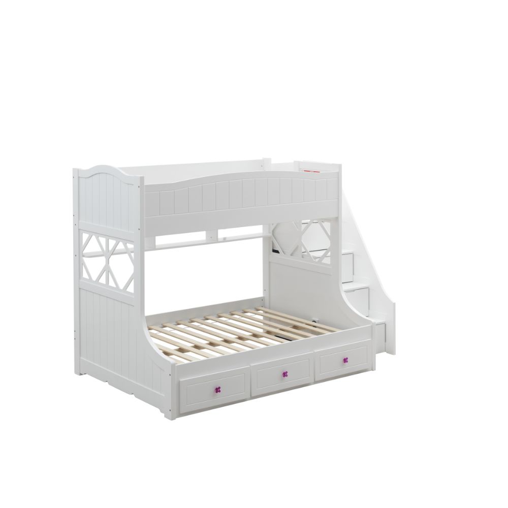 Acme - Meyer Twin/Full Bunk Bed W/Storage 38150 White Finish