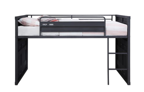 Cargo Twin Loft Bed W/Slide 38305 Gunmetal Finish | Acme | Home Elegance USA