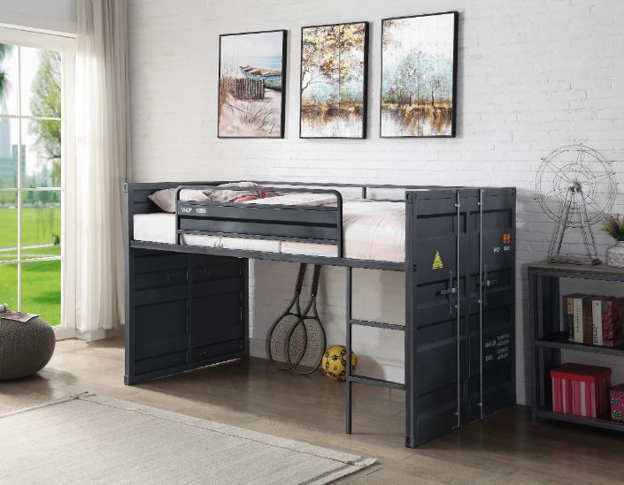 Acme - Cargo Twin Loft Bed W/Slide 38305 Gunmetal Finish