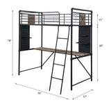 Acme - Cordelia Twin Loft Bed W/Desk 38310 Antique Oak, Sandy Black & Dark Bronze Hand-Brushed Finish