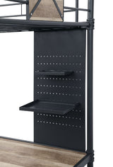 Acme - Cordelia Twin Loft Bed W/Desk 38310 Antique Oak, Sandy Black & Dark Bronze Hand-Brushed Finish