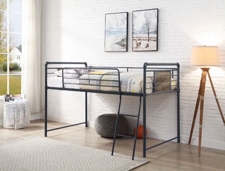 Acme - Cordelia Twin Loft Bed W/Slide 38315 Antique Oak, Sandy Black & Dark Bronze Hand-Brushed Finish