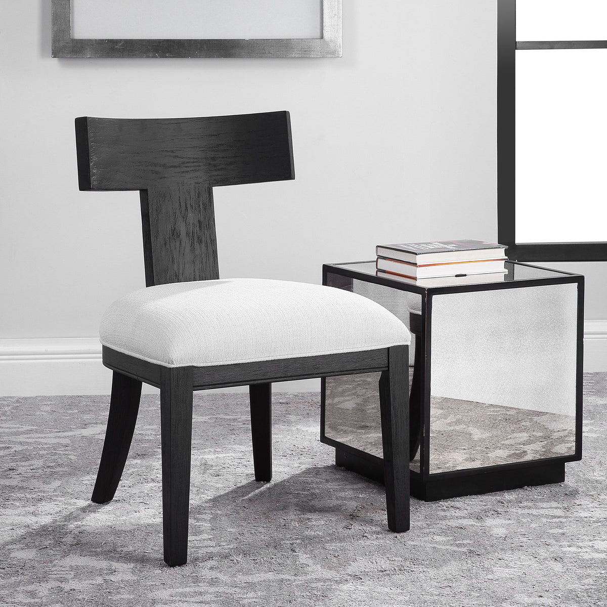 Idris Armless Chair White & Black - White / Black by Uttermost - View 5