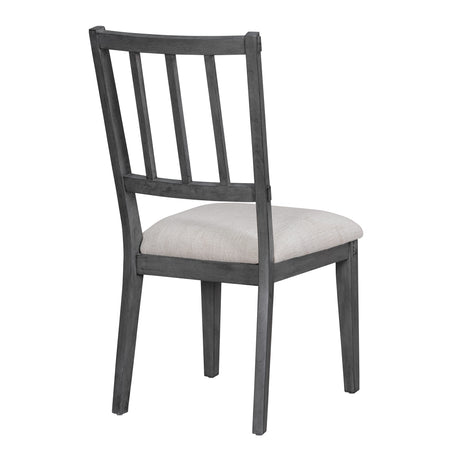 TREXM 5-piece Rustic Charm Round Dining Set with 3 Upholstered Chairs and Curved Bench for Dining Room, Kitchen and Living Room (Gray) - sold by Home Elegance USA