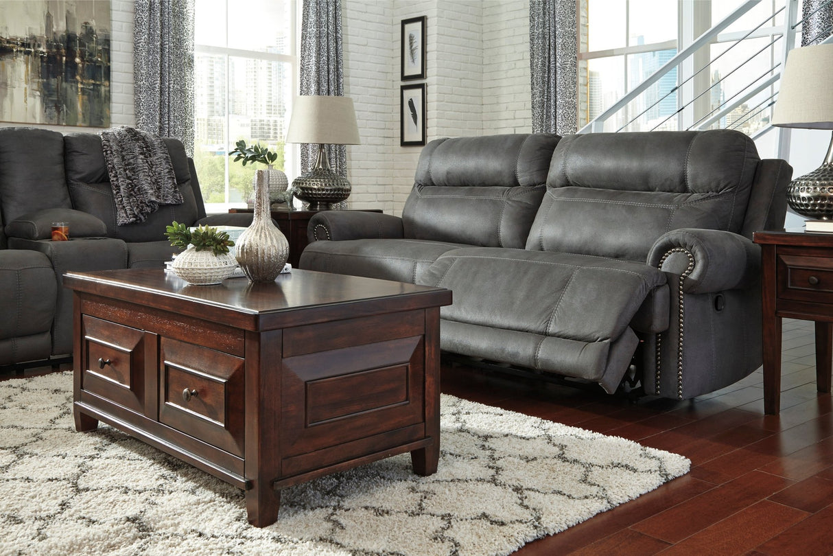 Ashley Gray Austere 2 Seat Reclining Sofa - Faux Leather - 3840181 - Home Elegance USA - 2