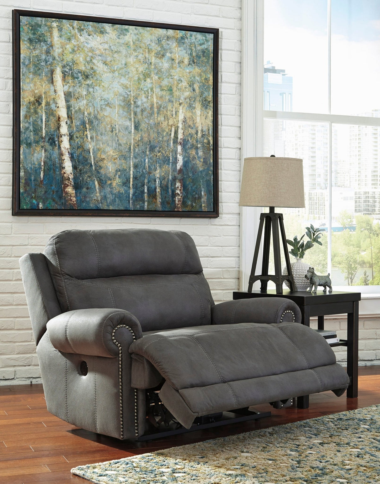 Ashley Gray Austere Zero Wall Recliner - Faux Leather - 3840152 - Home Elegance USA - 3