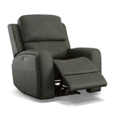 Linden Power Recliner With Power Headrest & Lumbar - Charcoal | Flexsteel