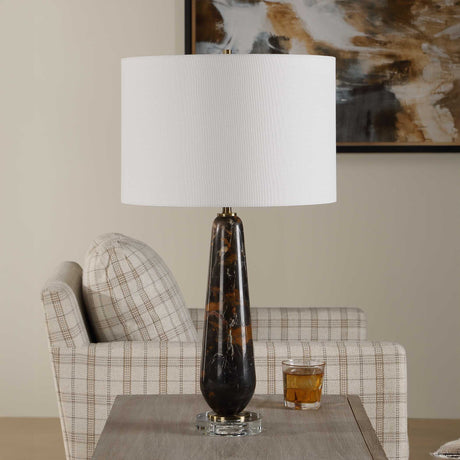 Dames Dark Marble Table Lamp Black / Brown - Black / Dark Brown by Uttermost - View 3