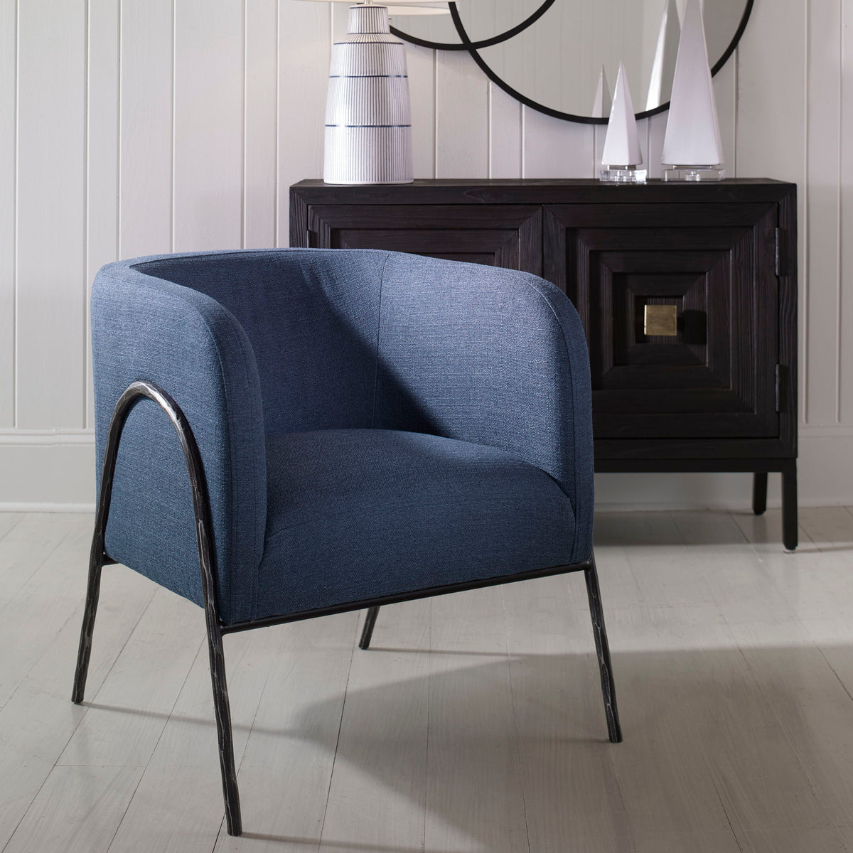 Jacobsen Barrel Chair Denim - Blue by Uttermost - View 2