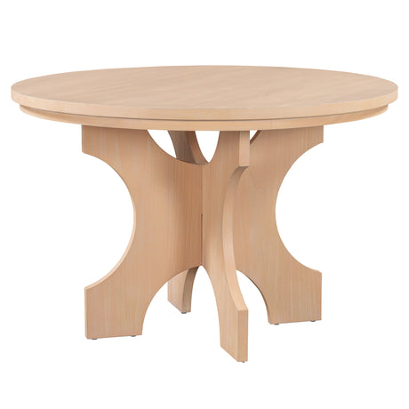 TREXM 5-piece Rustic Charm Round Dining Set with 3 Upholstered Chairs and Curved Bench for Dining Room, Kitchen and Living Room (Natural) - sold by Home Elegance USA