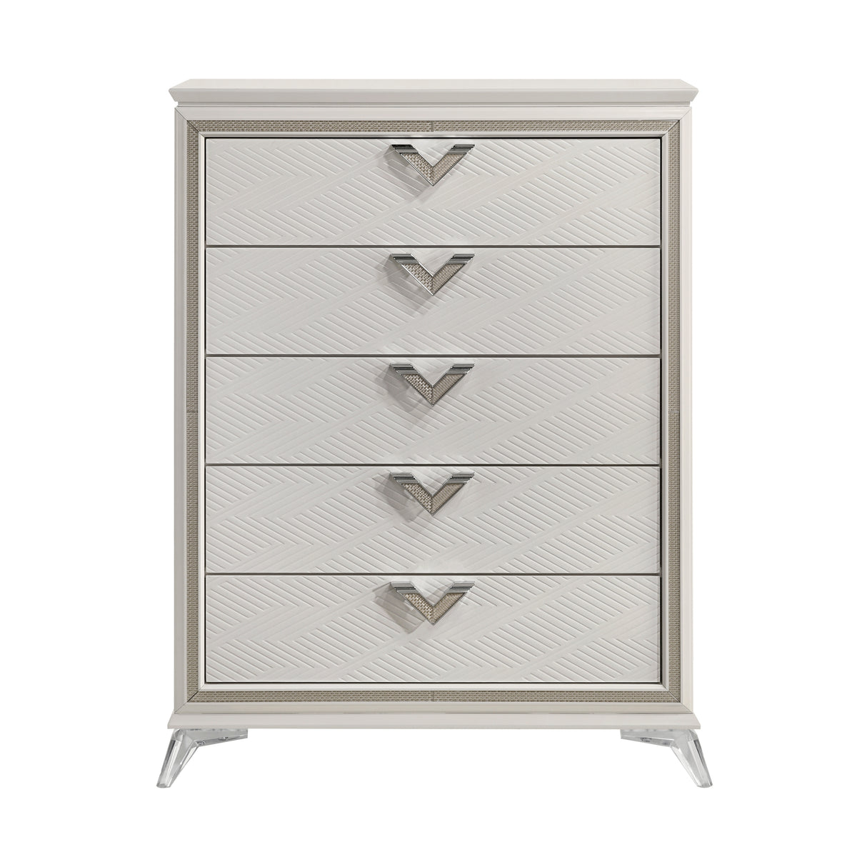 Antique White Finish Chest of Drawers Modern Luxury Bedroom Furniture 1pc