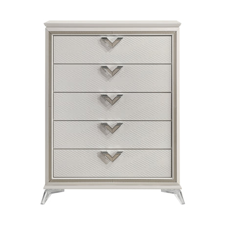 Antique White Finish Chest of Drawers Modern Luxury Bedroom Furniture 1pc