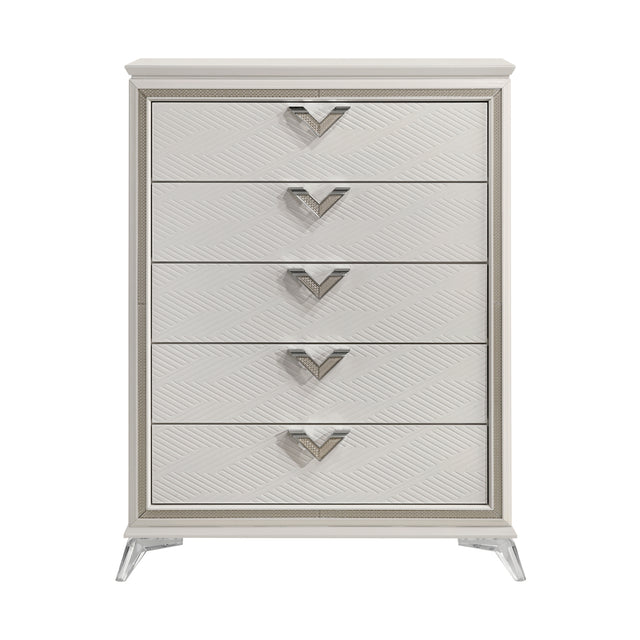 Antique White Finish Chest of Drawers Modern Luxury Bedroom Furniture 1pc