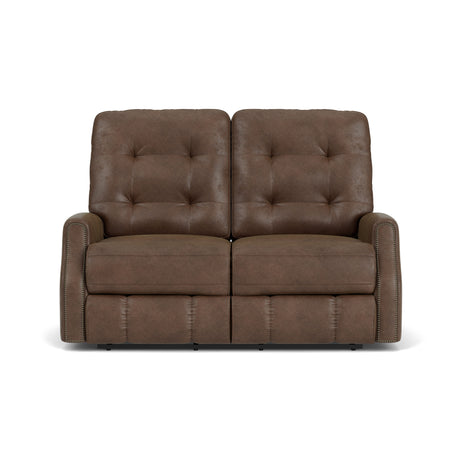 Devon Transitional Fabric Reclining Loveseat With Nailhead Trim | Flexsteel